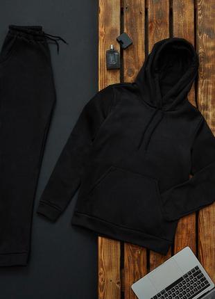 Чоловічий демісезонний спортивний костюм на флісі теплий осінь весна зима зимовий хакі чорний бежевий повсякденний унісекс парні костюми1 фото