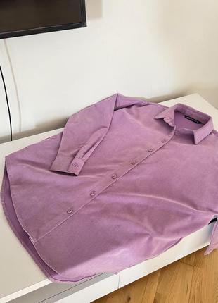 Вельветовая рубашка zara зара лиловая оверсайз рубашка9 фото
