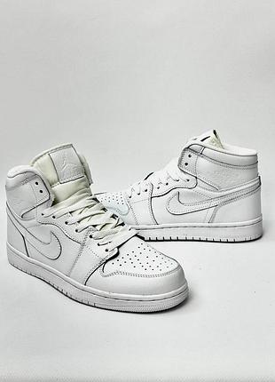 Мужские высокие кроссовки nike air jordan 1 white, высокие