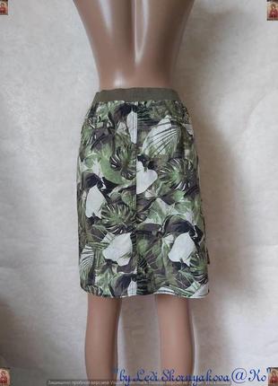 Новая симпатичная юбка миди со 100 % льна в крупных листях "сафари", размер 4хл2 фото