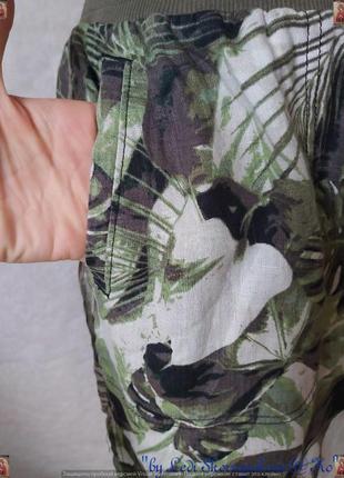 Новая симпатичная юбка миди со 100 % льна в крупных листях "сафари", размер 4хл7 фото