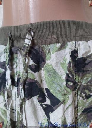 Новая симпатичная юбка миди со 100 % льна в крупных листях "сафари", размер 4хл8 фото