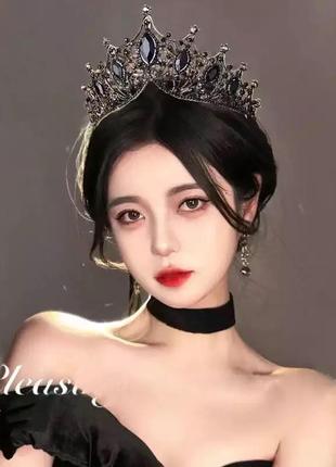 Корона на голову диадема черного цвета готическая винтажная