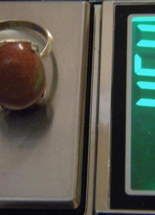 Кольцо ссср камень авантюрин позолота серебро 875 проба звезда №810 фото