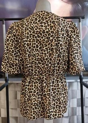 Жіноча літня блуза з об'ємним рукавом буф,леопардового забарвлення розмір 46-503 фото