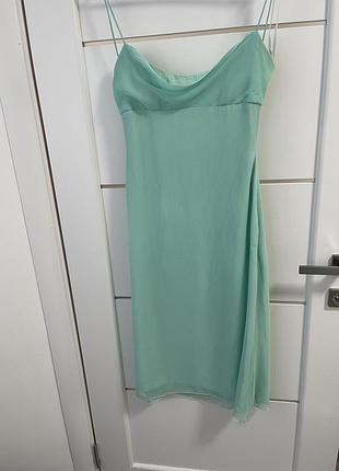 Платье комбинация шифон миди бирюза