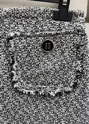Очень красивая,твидовая мини юбка с бахромой в стиле шанель,хлопок,шерсть, river island8 фото