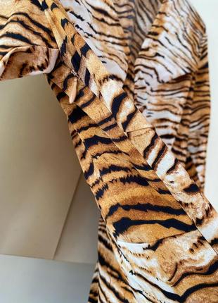 Платье асимметричное, платье принт тигр, платье миди8 фото