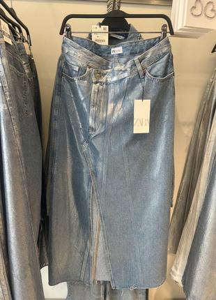 Юбка денім металік zara2 фото