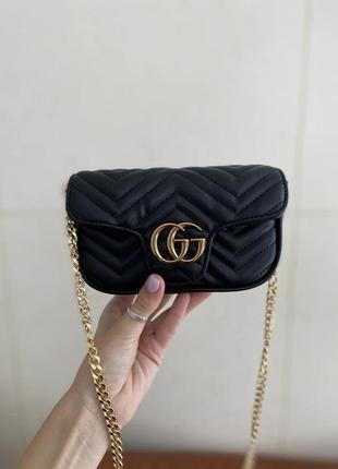 Женская кожаная сумка клатч через плече gucci черная, стильная сумка, модная сумка гучи