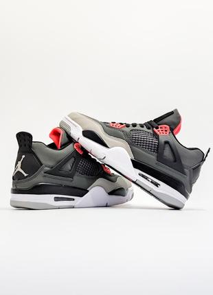 Кроссовки nike air jordan 4. цвет черный с серым.