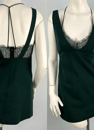 Святкова мереживна сукня мереживне зелене смарагдове новорічне плаття брендова смарагдова міні - сукня від zara з французьким мереживом s5 фото