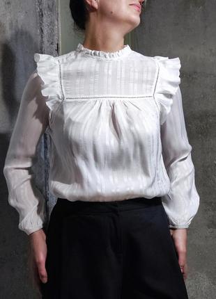 Сорочка блузка блуза біла вільна прозора романтична класична5 фото