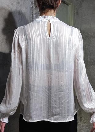 Сорочка блузка блуза прозрачная нарядная рюшки белая струящаяся классика9 фото