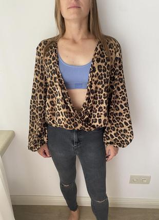 Блуза боди тигровый принт asos большой размер 18