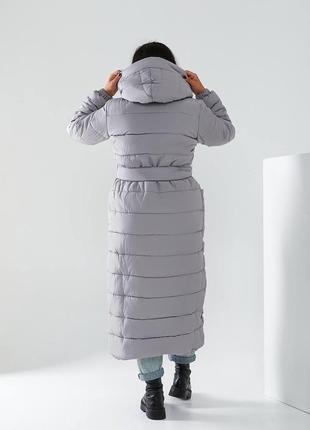 Пуховик одеяло зимнее долгое приталенное арт. m032 серый в наличии код: m032 опт и...