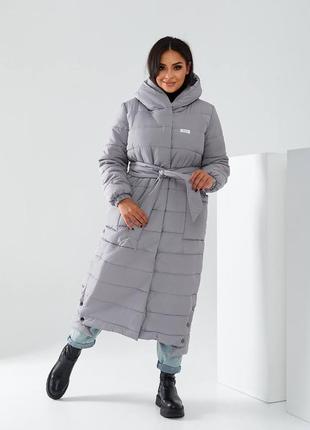 Пуховик одеяло зимнее долгое приталенное арт. m032 серый в наличии код: m032 опт и...