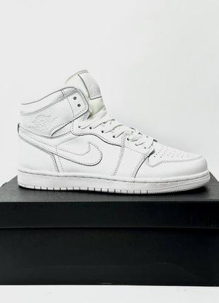 Кроссовки nike air jordan 1 white || кроссовки найк высокие | мужские кроссовки найк демисезонные3 фото