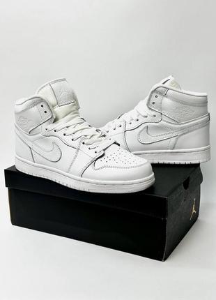 Кроссовки nike air jordan 1 white || кроссовки найк высокие | мужские кроссовки найк демисезонные4 фото