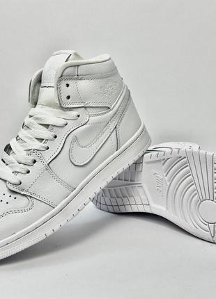 Кроссовки nike air jordan 1 white || кроссовки найк высокие | мужские кроссовки найк демисезонные6 фото