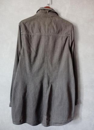 Коттоновая джинсовая удлиненная рубашка серого цвета 48-50 размера5 фото