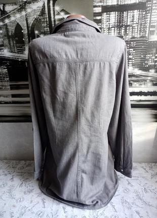 Коттоновая джинсовая удлиненная рубашка серого цвета 48-50 размера3 фото