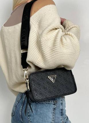 Женская кожаная сумка через плече guess черная, стильная сумка, модная сумка гесс8 фото
