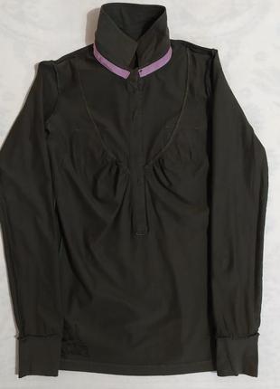 Жіноча бавовняна кофта поло з комірцями кольору хакі7 фото