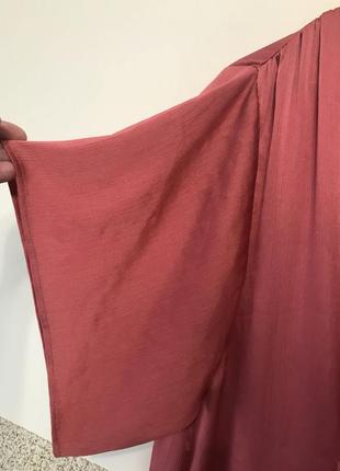 Эффектное сатиновое платье туника zara коралловый розовый миди платья длинное8 фото