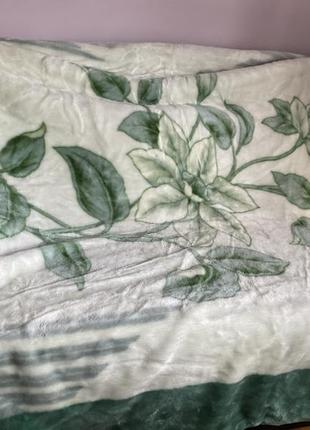 Теплое велюровое покрывало- плед на эвропейскую кровать в зеленых тонах brend tamilon korea2 фото