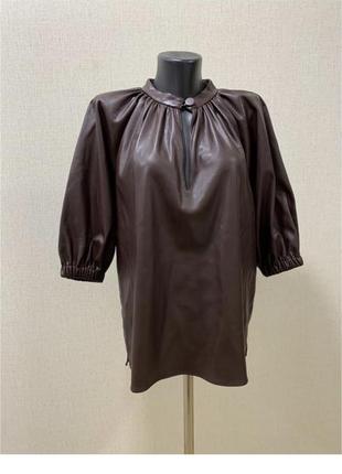 Оверсайз блуза, кофта zara, с эффектом мокрой кожи.1 фото