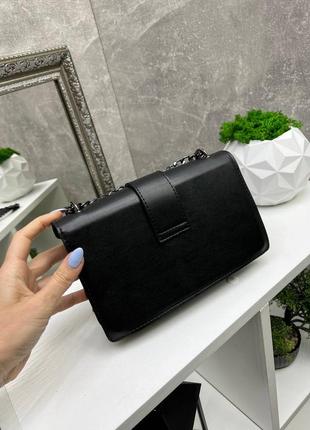 Черная практичная стильная шикарная сумочка6 фото