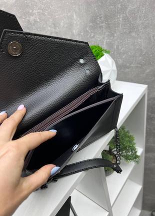 Черная практичная стильная шикарная сумочка4 фото
