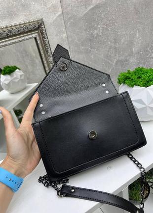 Черная практичная стильная шикарная сумочка3 фото