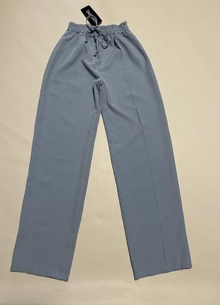 Новые голубые брюки на резинке с завязками boohoo.