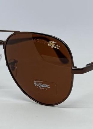 Lacoste очки капли мужские солнцезащитные коричневые в металлической оправе1 фото