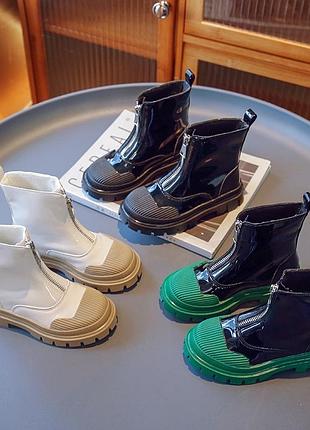 Осенние ботинки для девочки, черные стильные ботинки для девочки, весенние ботинки 27-34р