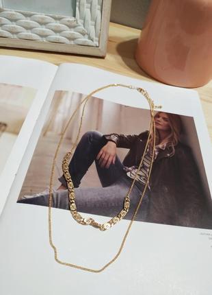 Золотистое ожерелье asos, многоярусное колье, цепочка крупное плетение2 фото