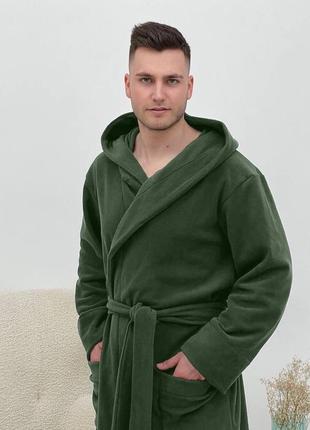 Чоловічий флісовий халат cosy з капюшоном3 фото
