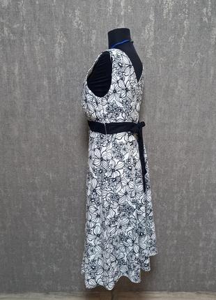 Платье ,сарафан,платьице миди льняное черно-белый цветочный принт,легкое ,летнее ,новое.2 фото