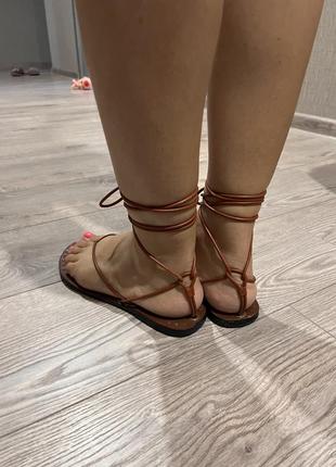 Босоножки, сандалии на завязках в греческом стиле zara2 фото