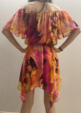 Легкое асимметричное платье в цветочный принт2 фото