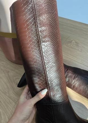 Чоботи з італійської шкіри та замші жіночі на підборах шпильці