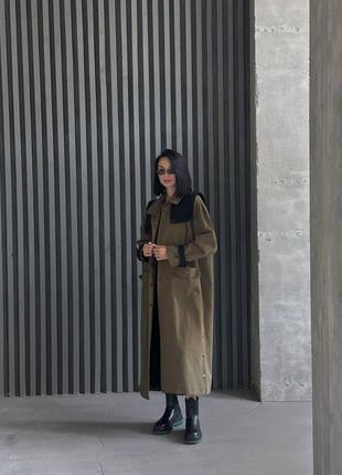Стильний комбінований тренч,  100% коттон5 фото