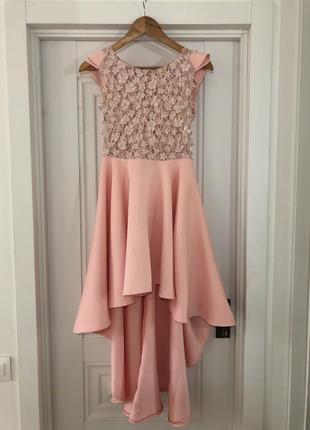 Рожева сукня pink з подовженим шлейфом б/у