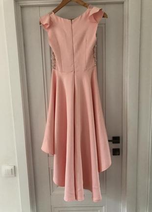 Рожева сукня pink з подовженим шлейфом б/у2 фото