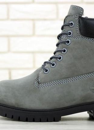 💠timberland grey black💠ботинки зимние тимберленд, серые с мехом,  зимові ботинки тімберленд3 фото