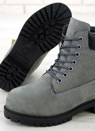 💠timberland grey black💠ботинки зимние тимберленд, серые с мехом,  зимові ботинки тімберленд4 фото