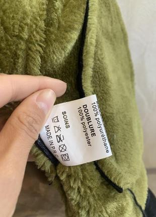 Куртка дубленка косуха с зеленым мехом 💚8 фото