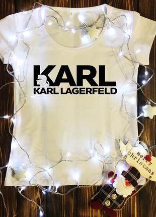 Женская футболка  с принтом - karl lagerfeld1 фото